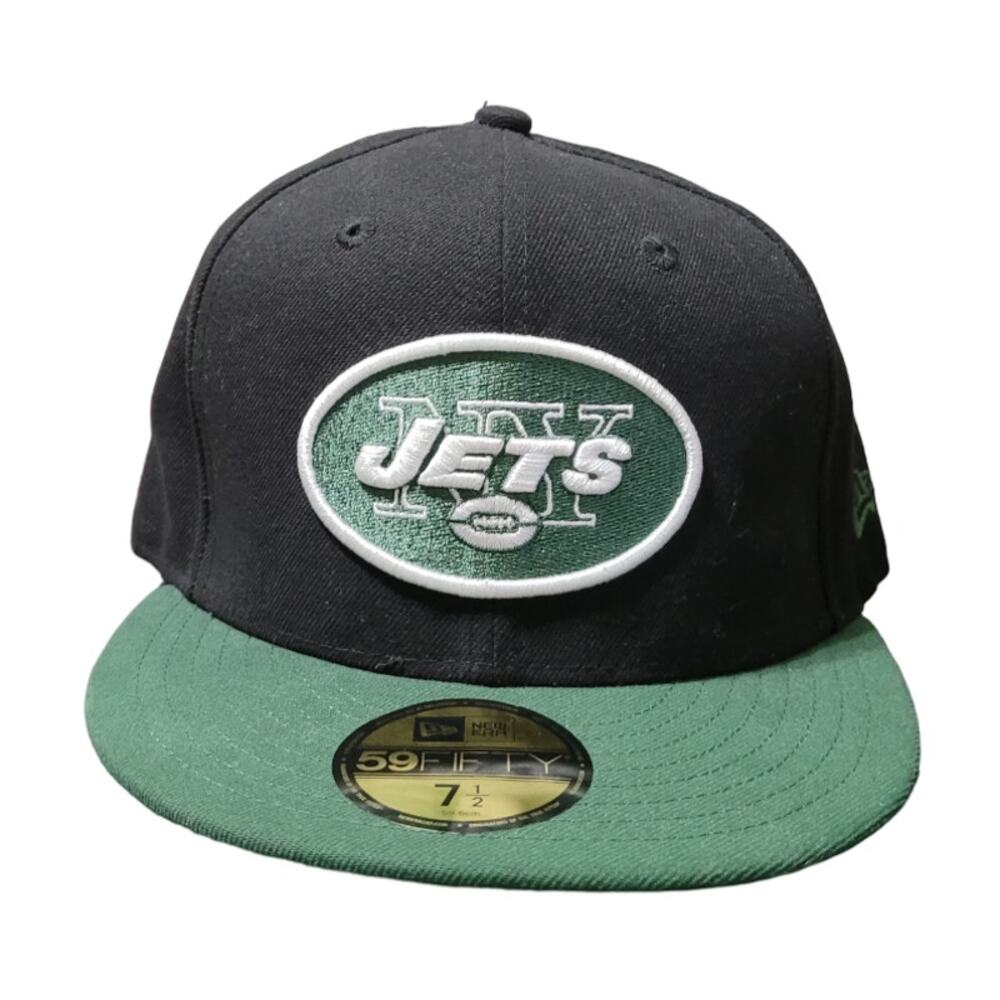 New Era 59Fifty New York Jets NFL Fitted Cap Size 7 1/2 Black Embroidered Logo